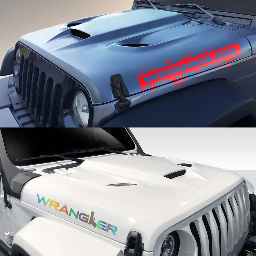 2PCS Car Hood Cover Engine Stickers For Jeep Wrangler JK JL TJ YJ Unlimited DIY Exterior Tuning Accessories Vinyl Bonnet Decals