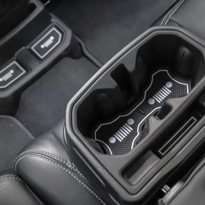 Rubber Red White Car Interior Gate Slot Pad Mat Cup Mat Decoration for Jeep Wrangler JL 2018+ Car Styling Accessories