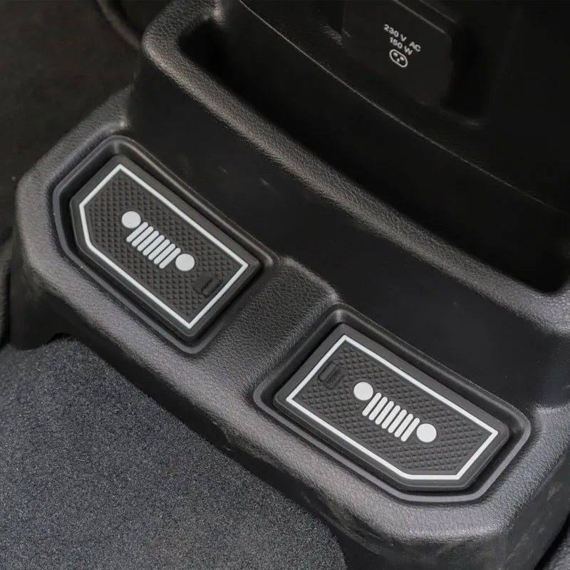 Rubber Red White Car Interior Gate Slot Pad Mat Cup Mat Decoration for Jeep Wrangler JL 2018+ Car Styling Accessories