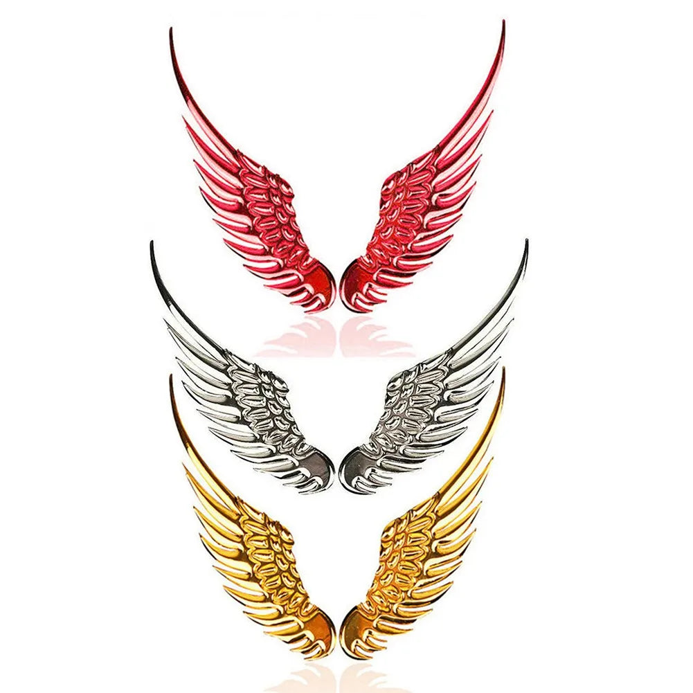 1pair Car Auto Motorcycle Body Sticker 3D Eagle Angel Wings Badge Style ABS Decals Silver/Gold Exterior Accessories
