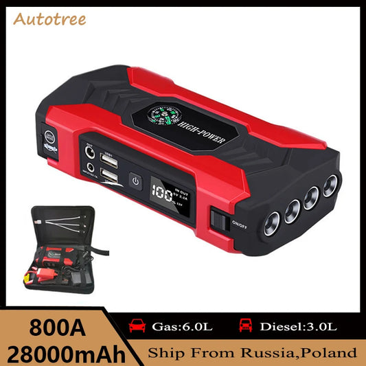 28000mAh 12V jump car battery starter power bank 800A Starting device Emergency Lighting Powerful Booster 점프스타터 Quick Charger