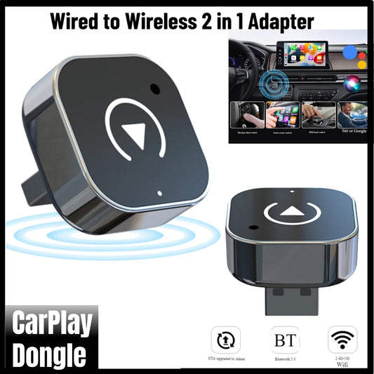 2 in 1 Wireless CarPlay Adapter Android Auto AI Smart Box Plug&Play Car Intelligent Systems For VW/Toyota/Nissan/Honda/Ford/Benz