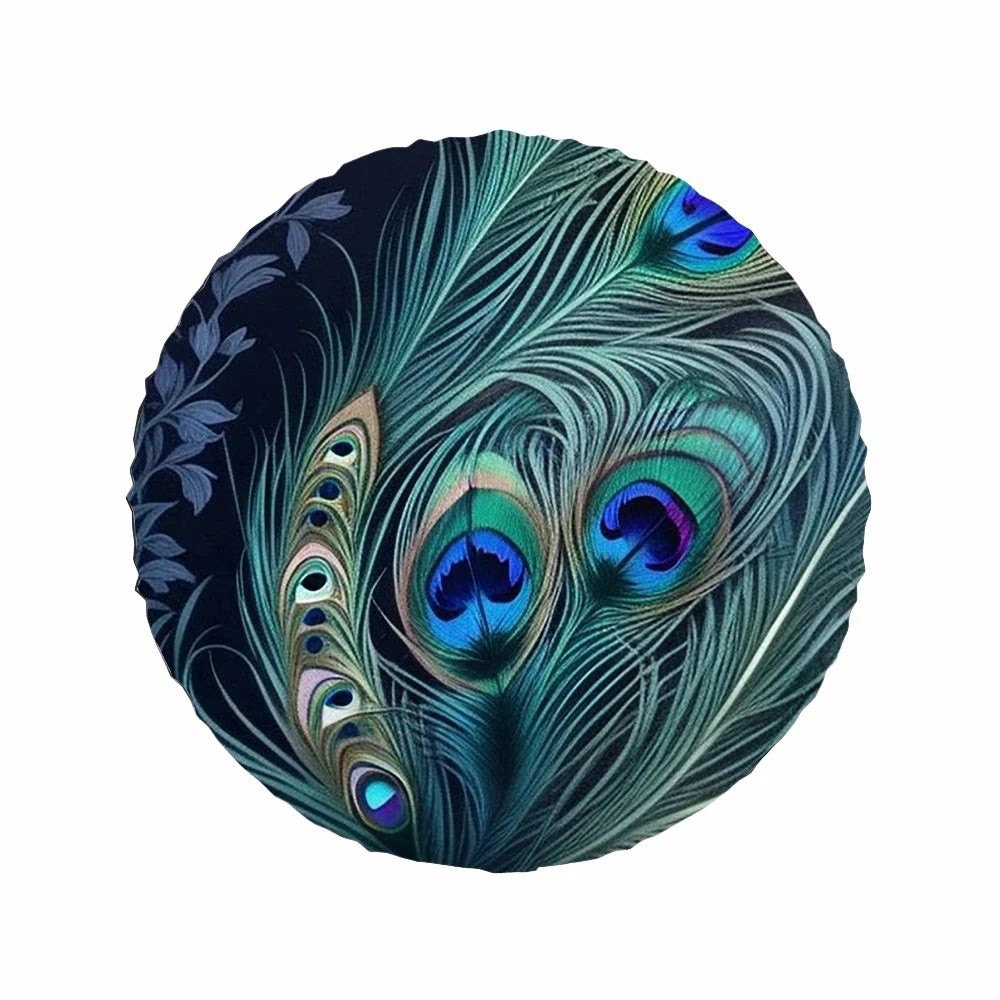 Lovely Peacock Feather Pattern Polyester Universal Spare Wheel Tire Cover Wheel Covers for Trailer RV SUV Truck Camper
