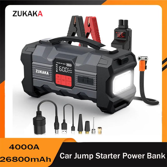 Car Jump Starter 12V Car Charger Booster Power Bank Battery Boost Starter Car Emergency Start Lighting Charger