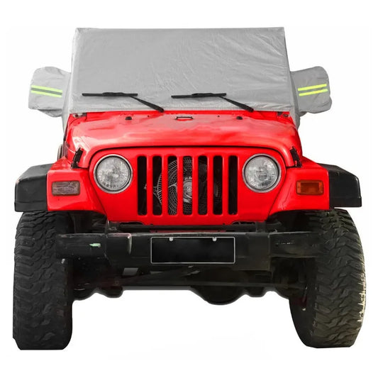 Silver SunShield Cover For Jeep Wrangler TJ 1997-2006 Snow Rain Cover Weatherproof Half Car Cover Body Dustproof UV Protector