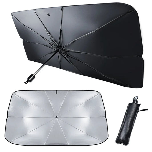 Universal Car Windshield Sunshade Umbrella Titanium Silver Front Sun Protection Anti-Heat Insulation Cloth 140*80CM/125*65CM