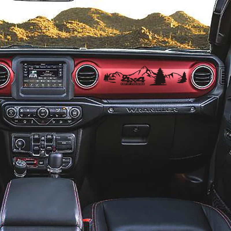 Dashboard Glove Box Sticker Mountain Scene Vinyl Decals For Jeep Wrangler / Gladiator Car Styling Decoration Accessories
