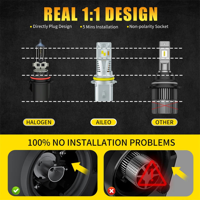 2Pcs LED 9007 HB5 LED Headlight Bulb CSP Fanless With Canbus Bulb High & Low Beam 350000LM 500W 9008 H13 For Car Canbus Fog Lamp