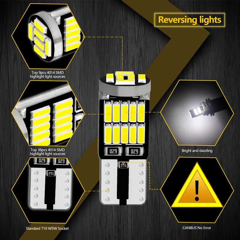 AILEO 2/6/10Pcs W5W T10 Bulbs Canbus 4014 6000K 168 194 Led Car Interior Dome Reading License Plate Light Signal Lamp Auto 12V