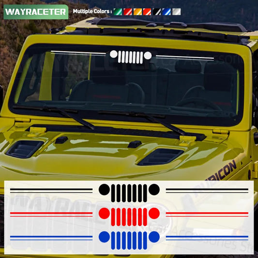 Reflective Grill Graphics Car Front Windshield Windscreen Window Sticker For Jeep Wrangler Unlimited Rubicon Gladiator 2023 2024