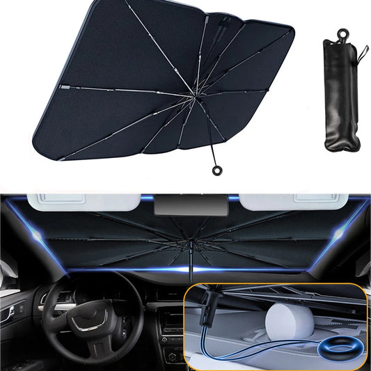 Car Windshield Sunshade Umbrella UV Reflecting Foldable Front Window Visor Summer Sun Shade Protector Parasol Fit Most Vehicle