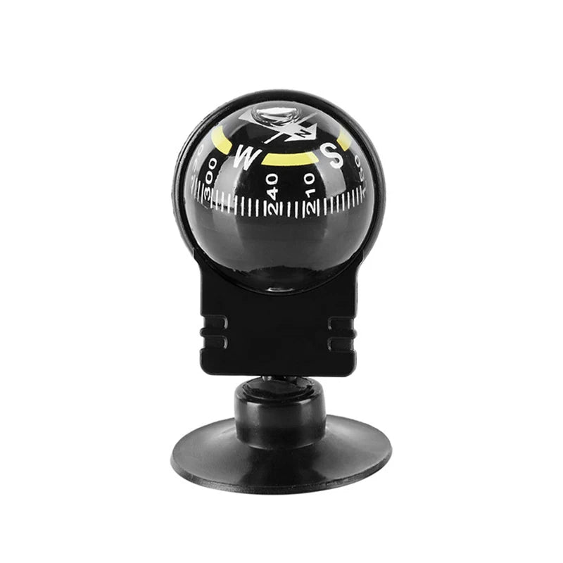 Mini Car Compass 360 Degree Rotation Auto Navigation Ball Shaped Compass With Suction Cup Car Interior Accessories Waterproof