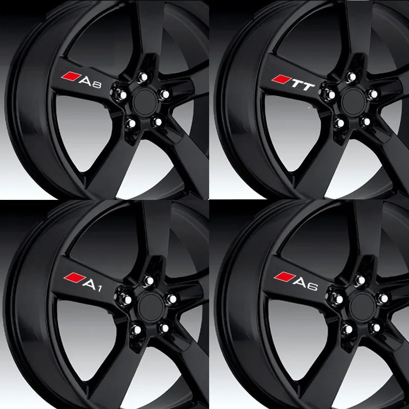 4pcs Car rim sticker for Audi A3 A4 A5 A6 A7 A8 TT Q3 Q5 Q7 Q8 A1 B5 B6 B7 B8 B9 8P 8V 8L C6 C5 C7 4F Reflective Car Decals