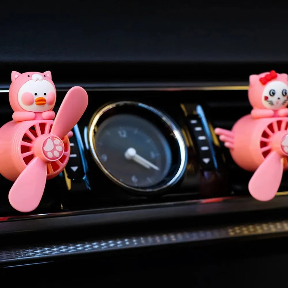 Car Air Freshener Aromatherapy Pilot Rotating Propeller Air Outlet Fragrance Flavor Cat Dog Duck Husky Pilot Auto Decoration