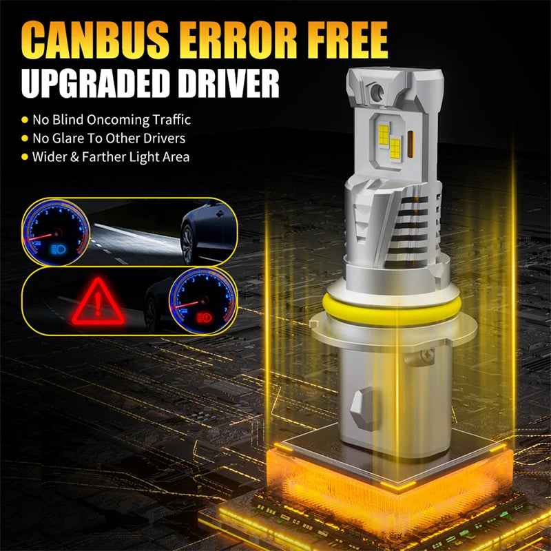 2Pcs LED 9007 HB5 LED Headlight Bulb CSP Fanless With Canbus Bulb High & Low Beam 350000LM 500W 9008 H13 For Car Canbus Fog Lamp