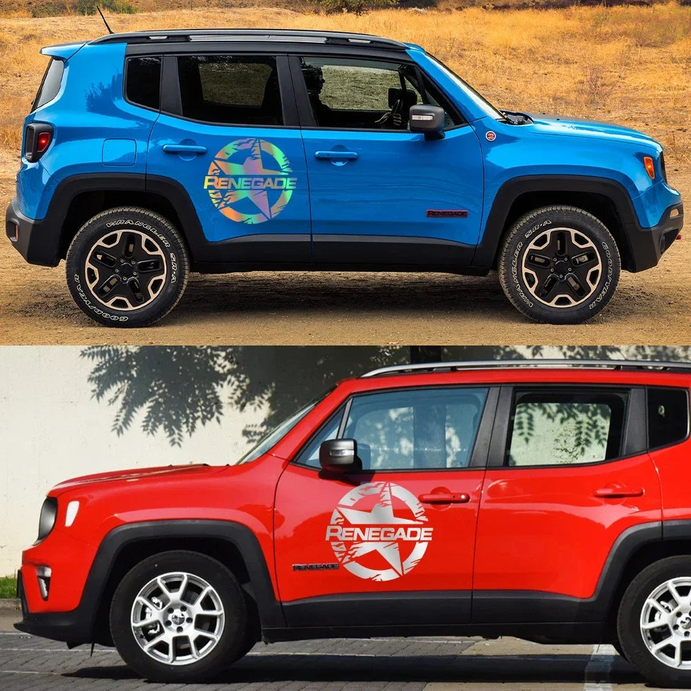 For Jeep Renegade 2016-2023 Car Door Side Sticker Stylish Pentagram Style Vinyl Film Decal Decoration Auto Tuning Accessories