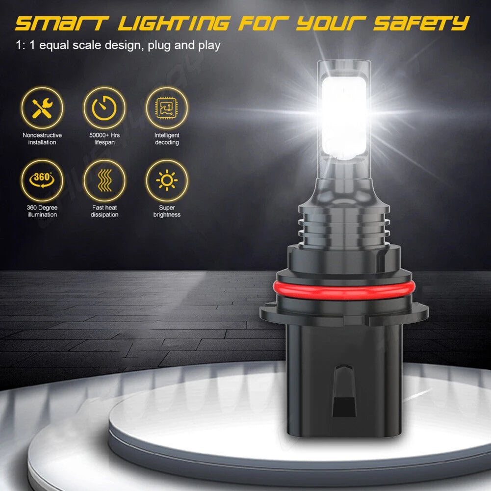 2pcs LED Headlight Bulbs 9007 HB5 CSP High Low Beam 6000K DC 9- 24V Super White Car Fog Light Conversion Kit