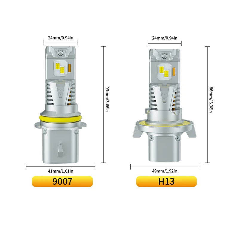2Pcs LED 9007 HB5 LED Headlight Bulb CSP Fanless With Canbus Bulb High & Low Beam 350000LM 500W 9008 H13 For Car Canbus Fog Lamp