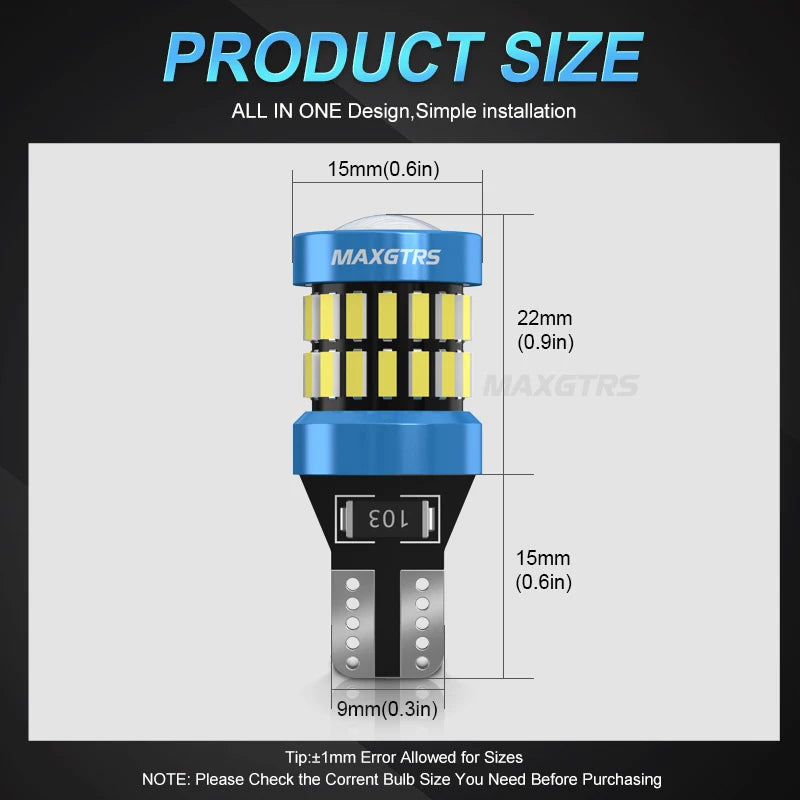 2Pcs 1400LM Super Bright T15 W16W LED No Error 4014 SMD 921 912 LED Lamp for Car Back up Reverse Lights CANBUS 6500K White