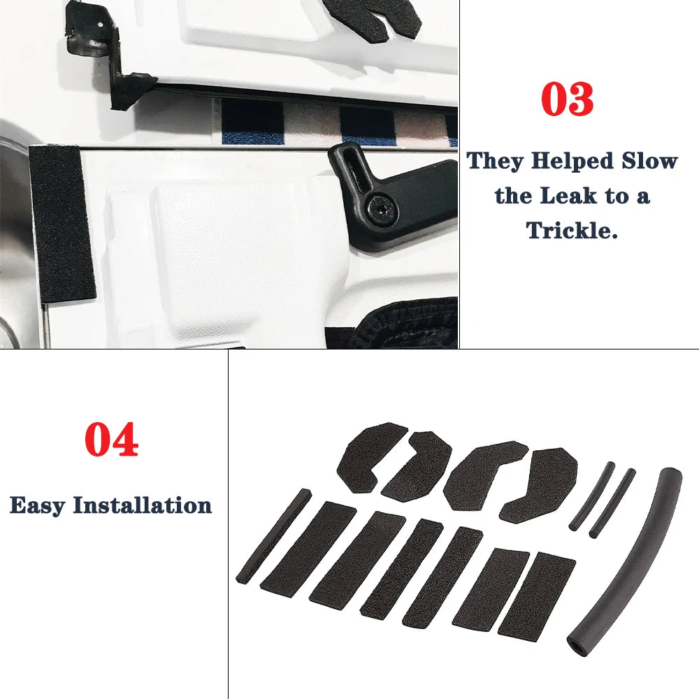 for Jeep Wrangler JK JKU 2007-2017 2/4-Doors Hard Top Blocker Seal Kit Roof Leak Repair Tool Suits Car Interior Mouldings Black