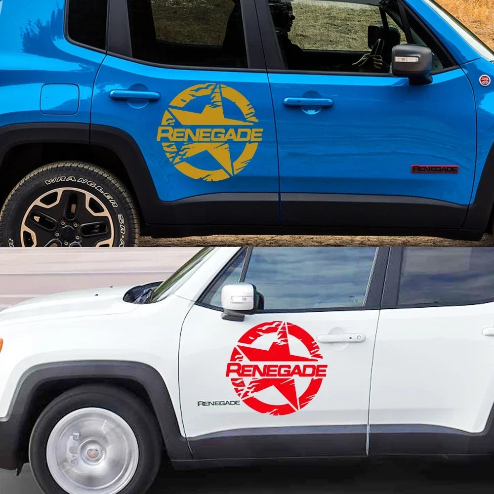 For Jeep Renegade 2016-2023 Car Door Side Sticker Stylish Pentagram Style Vinyl Film Decal Decoration Auto Tuning Accessories