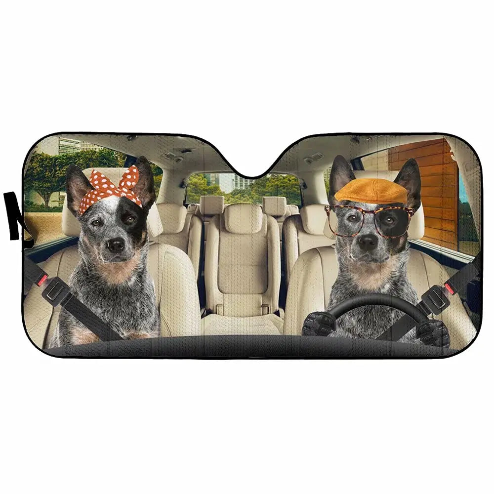 Australian Cattle Dog Driver Car Sun Shade for Front Windshield,Funny Animal Curtain Sun Visor for Car Keep Your Vehicle Cool,UV