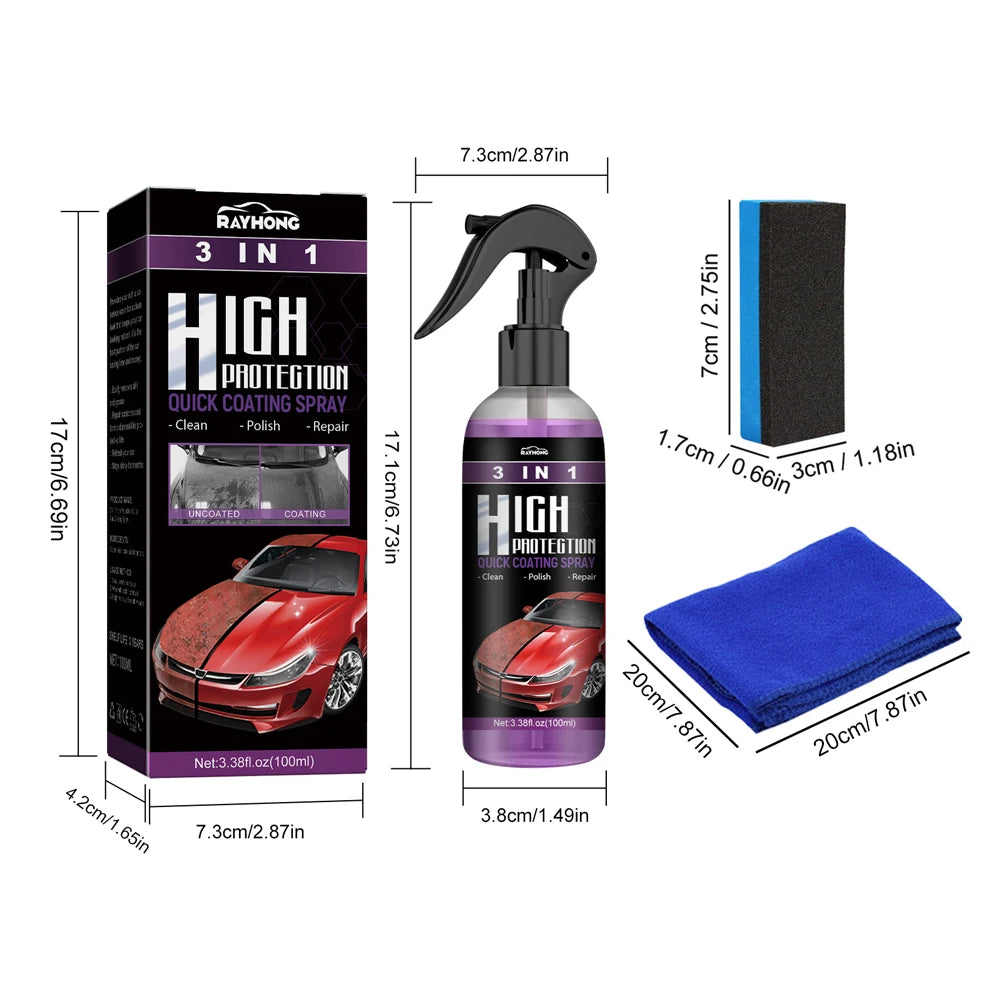 3 In 1 Car Ceramic Coating Spray Auto Nano Ceramic Coating Polishing Spraying Wax Car Paint Scratch Repair Remover 30ml/100ml