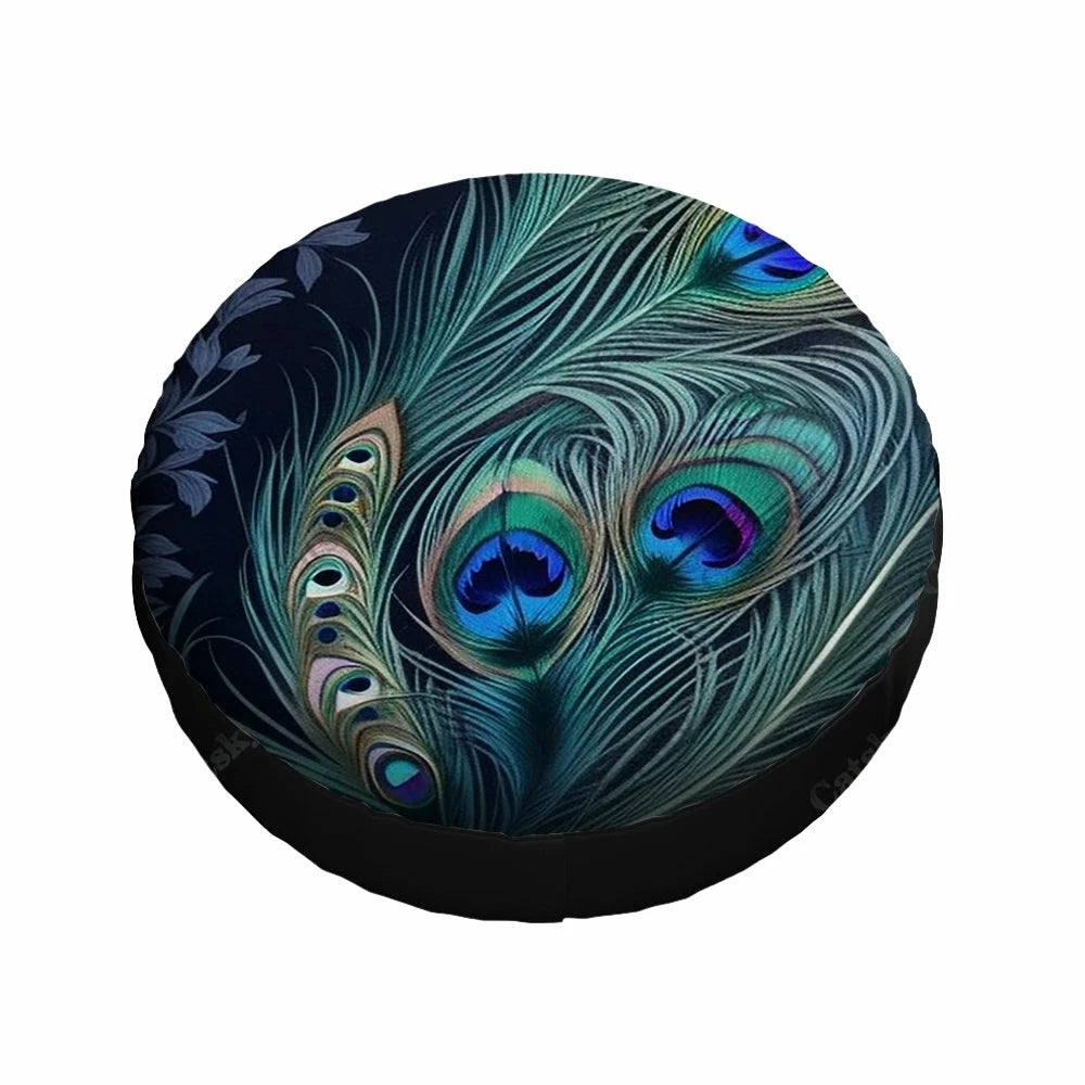 Lovely Peacock Feather Pattern Polyester Universal Spare Wheel Tire Cover Wheel Covers for Trailer RV SUV Truck Camper
