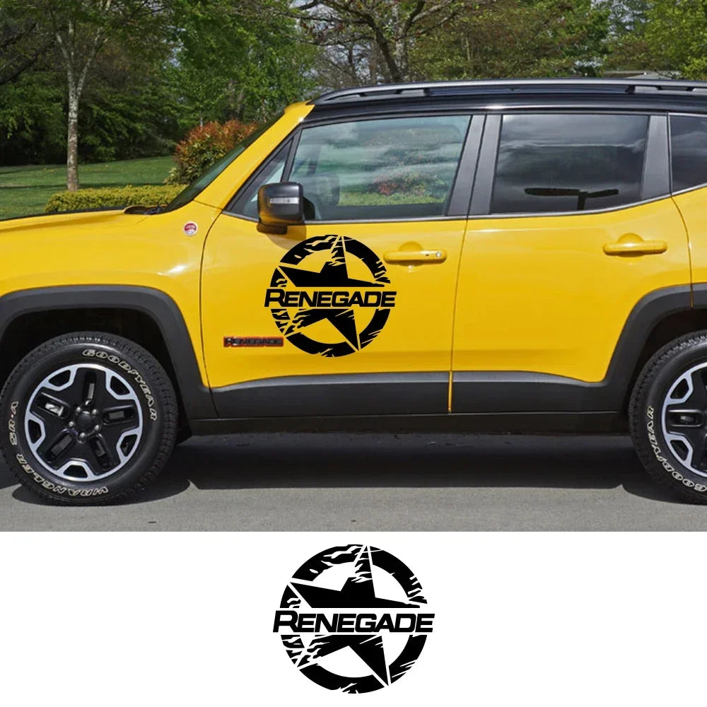For Jeep Renegade 2016-2023 Car Door Side Sticker Stylish Pentagram Style Vinyl Film Decal Decoration Auto Tuning Accessories