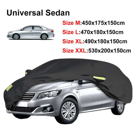 190T Car Cover Outdoor Protection Waterproof Anti Snow Sun Shade Anti UV Dustproof  Auto Exterior Styling M/L/XL/XXL For Seda