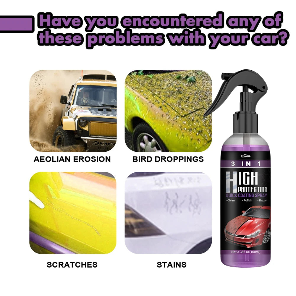 3 In 1 Car Ceramic Coating Spray Auto Nano Ceramic Coating Polishing Spraying Wax Car Paint Scratch Repair Remover 30ml/100ml