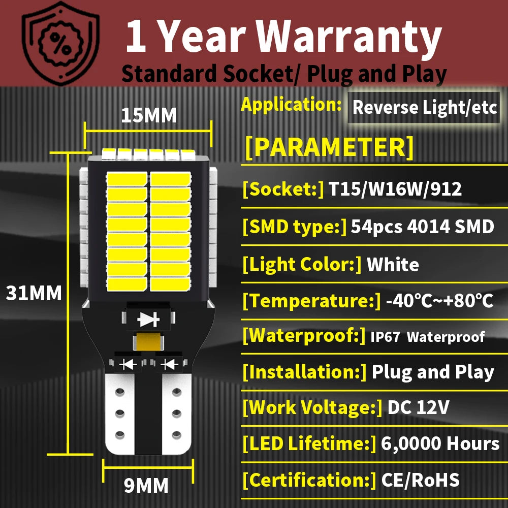 2pcs LED Reverse Light Blub Lamp W16W T15 921 Canbus For BMW F12 F13 F06 E65 E66 E67 F01 F02 F03 F04 X3 E83 X3 F25 X5 E70 Z4 E89