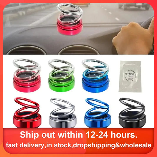 Car Aromatherapy Auto Solar Energy Rotating Air Fresher Double Ring Interior Decoration Accessories Diffuser For Car And Home