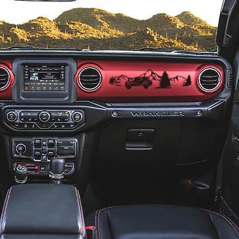 Dashboard Glove Box Sticker Mountain Scene Vinyl Decals For Jeep Wrangler / Gladiator Car Styling Decoration Accessories