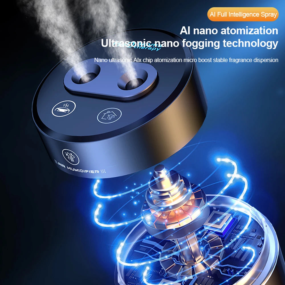 New Upgrade Dual Spray Car Air Humidifier Aluminium Alloy Essential Oils Diffuser Air Freshener For Auto Home Office Accessories