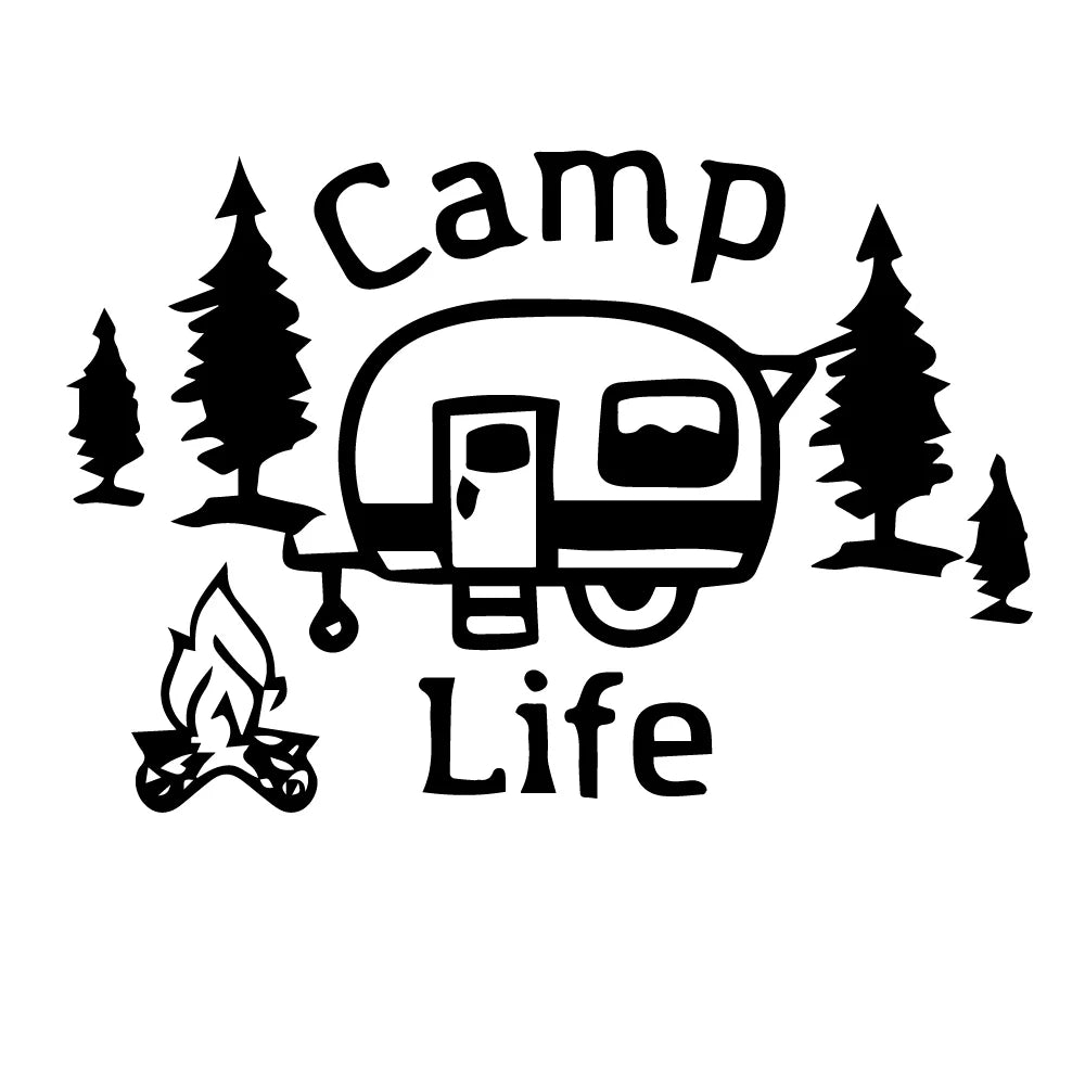 Creative Happy Camping Life Car Sticker for Car Window Vinyl Decals Car Styling Self Adhesive Emblem Car Decoration Stickers