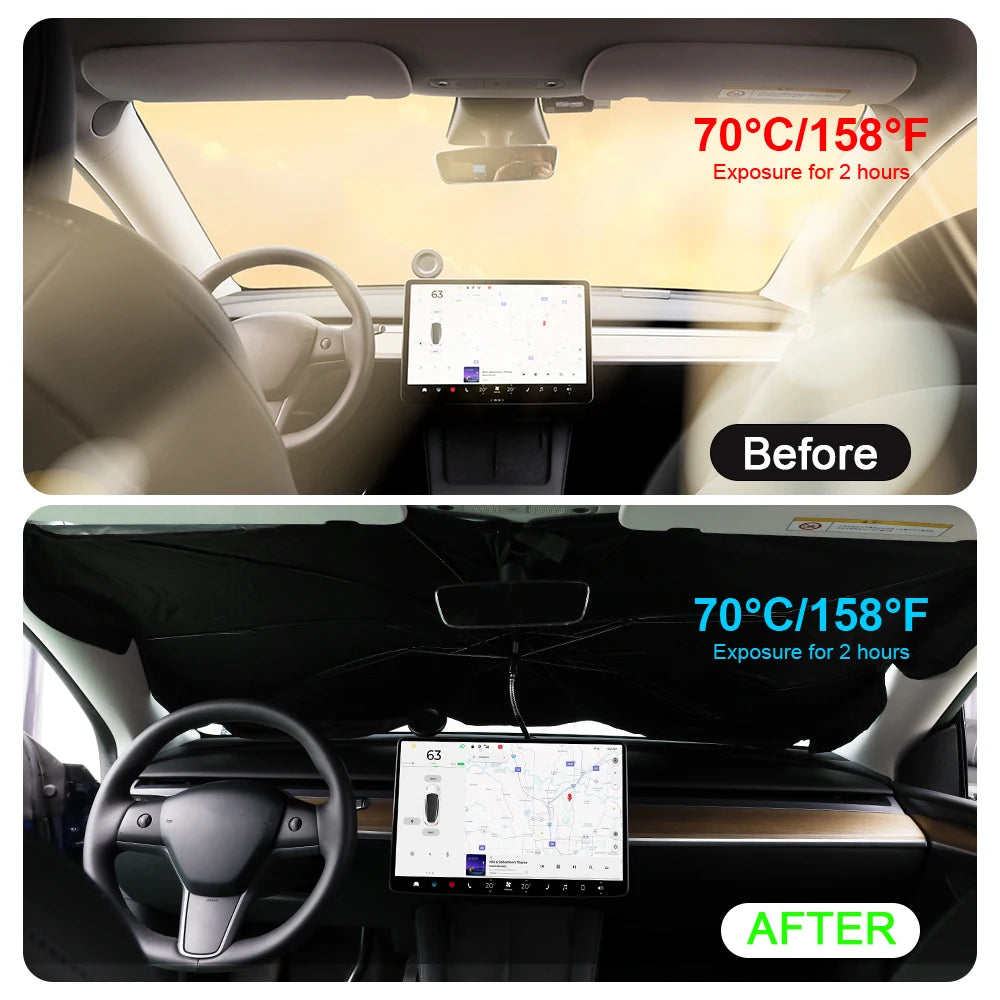 Car Windshield Sunshades Cover Foldable Sun Shade Sunblind For Tesla Model 3 Y Front Window Protection Accessories