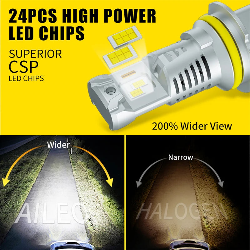2Pcs LED 9007 HB5 LED Headlight Bulb CSP Fanless With Canbus Bulb High & Low Beam 350000LM 500W 9008 H13 For Car Canbus Fog Lamp