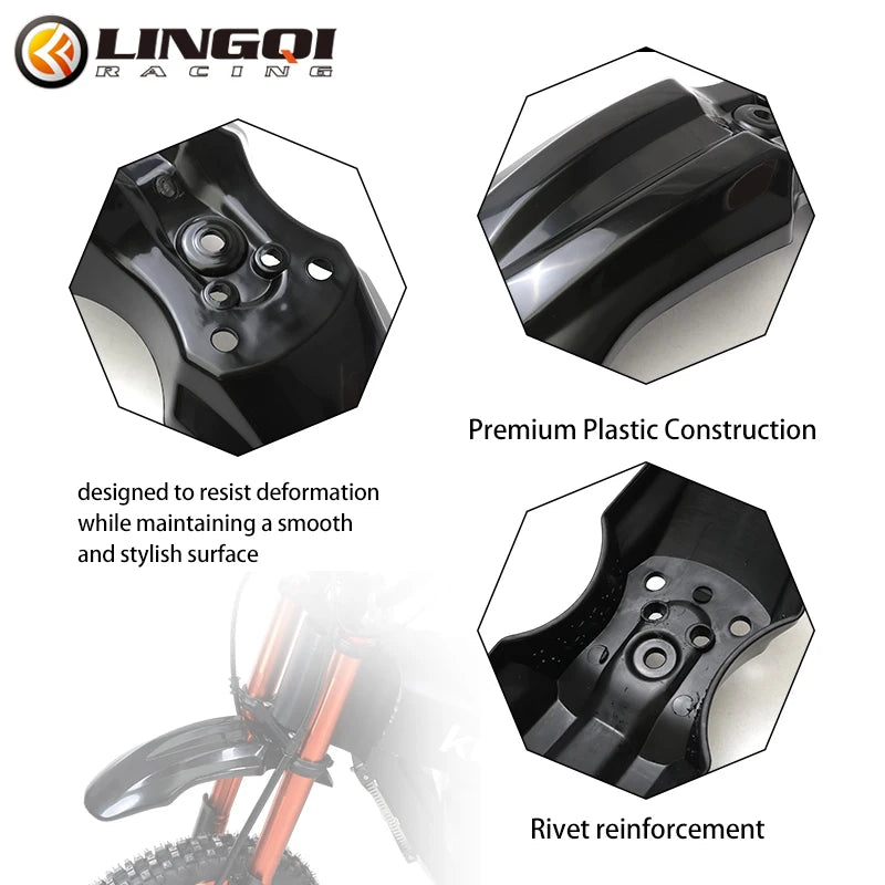 LINGQI RACING Motorcycle Mudguard Front Fender Plastic Wheel Tire Guard For Tuttio Soleil 01 CRF50 Pit Dirt Bike Modified Parts
