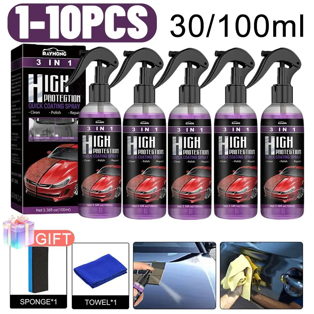 3 In 1 Car Ceramic Coating Spray Auto Nano Ceramic Coating Polishing Spraying Wax Car Paint Scratch Repair Remover 30ml/100ml