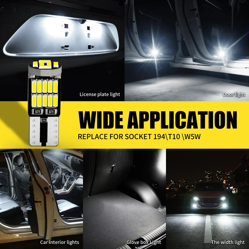 AILEO 2/6/10Pcs W5W T10 Bulbs Canbus 4014 6000K 168 194 Led Car Interior Dome Reading License Plate Light Signal Lamp Auto 12V