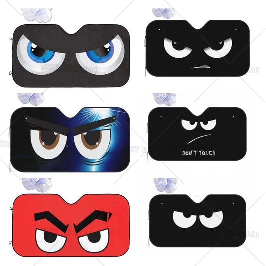 Cartoon Angry Eyes Novelty Windshield Sunshade 76x140cm Cartoon Foils Car Window Windscreen Cover Car Styling Car Cover
