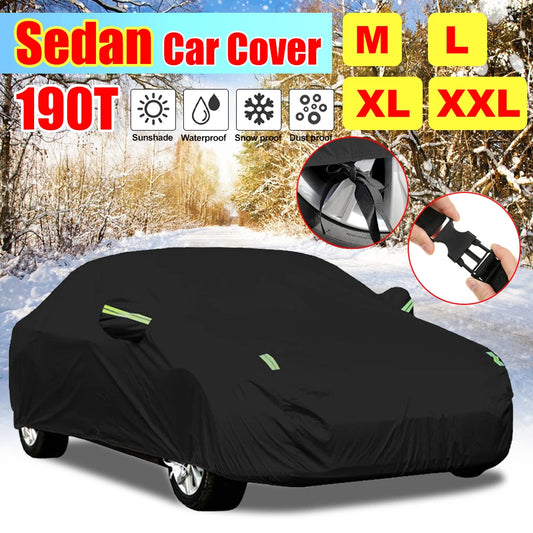 Universal 190T Full For Seda M/L/XL/XXL Car Cover Waterproof Anti Snow Cover Sun Shade Anti UV Dustproof  Auto Exterior Styling