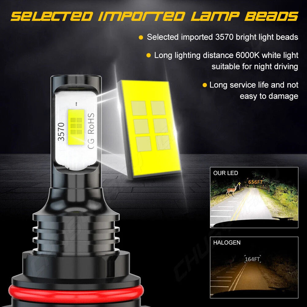 2pcs LED Headlight Bulbs 9007 HB5 CSP High Low Beam 6000K DC 9- 24V Super White Car Fog Light Conversion Kit