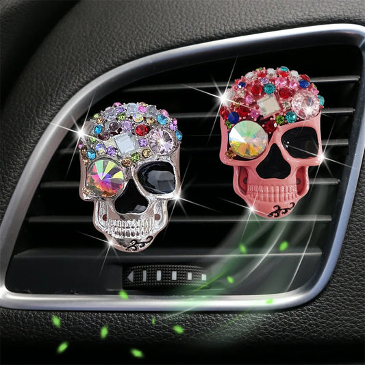 Diamond Skull Car Air Conditioning Air Outlet Fragrance Clip Creative Auto Decoration Interior Ornaments Car Perfume Gifts