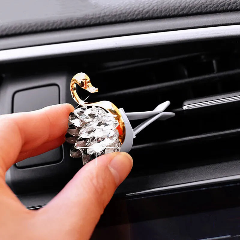 Luxury Diamond Swan Car Accessories for Girls Couples Swan Car Air Freshener Perfume Diffuser Pink Diamond Auto Ornament Gift