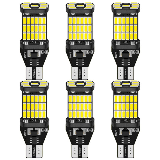 2/6PCS T15 W16W 921 912 T16 T10 902 LED Bulbs High Power 45pcs 4014SMD Super Bright 1200LM Replace for Car Reversing Light White