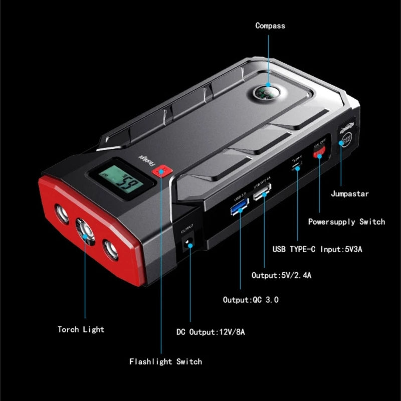 U90C Air Compressor Jump Starter  Auto Car  Booster Charger Starting