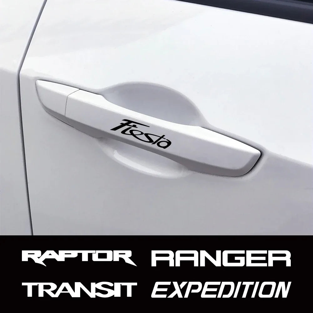 4pcs Car Door Handle Stickers For Ford C-MAX EXPEDITION Fiesta FIGO FLEX GALAXY KA RANGER S-MAX TRANSIT Auto Accessories