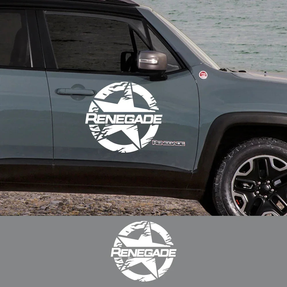 For Jeep Renegade 2016-2023 Car Door Side Sticker Stylish Pentagram Style Vinyl Film Decal Decoration Auto Tuning Accessories